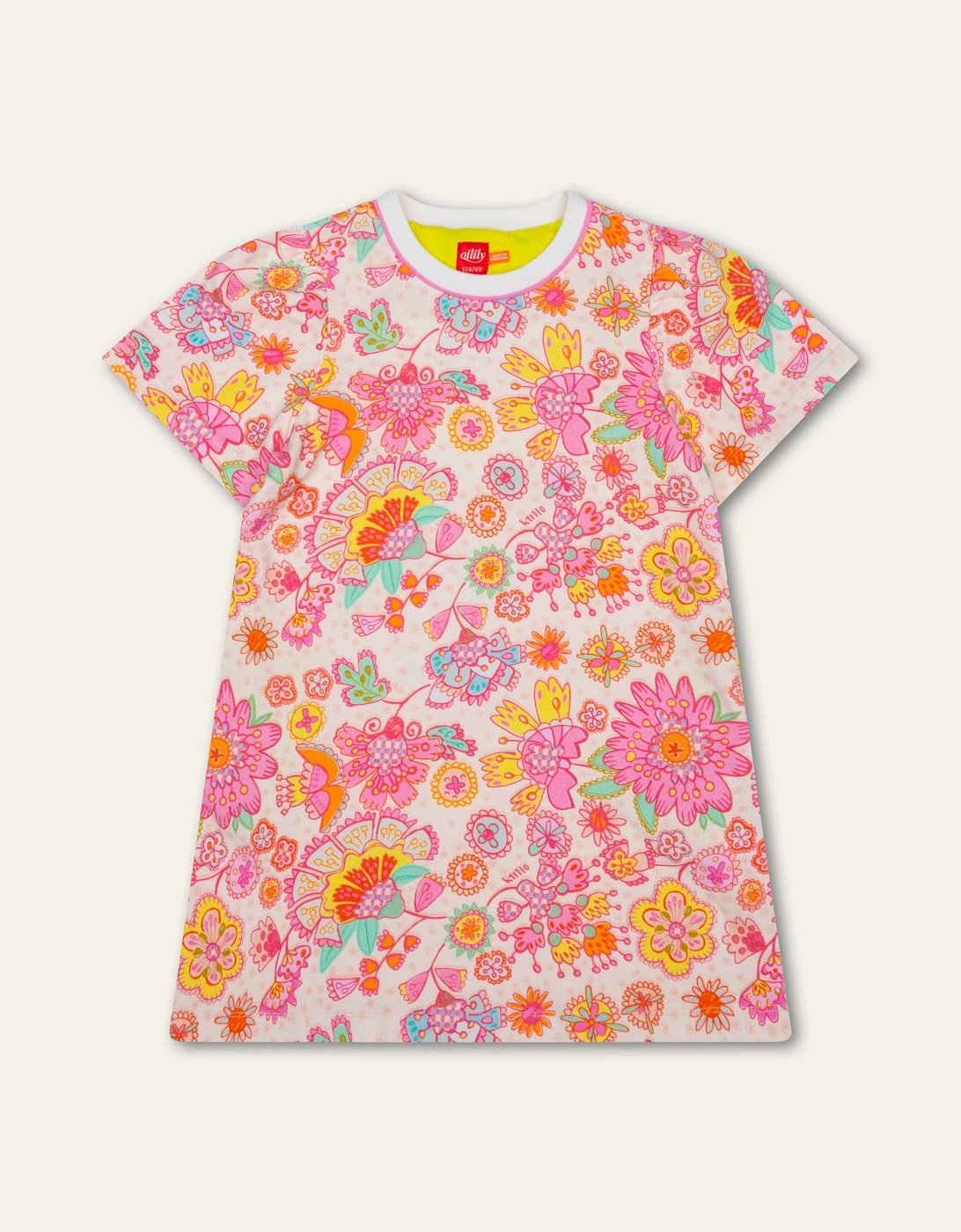 Girls Pink Multi Flower Sweatshirt Dress, 5 of 4