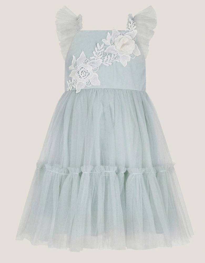 Baby Girls Eva Floral Embroidered Tulle Dress - Light Green