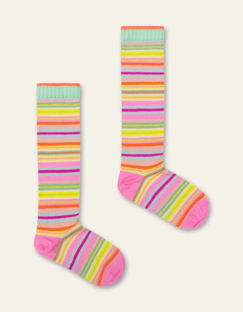 Girls Pastel Multi Stripe Knee Socks