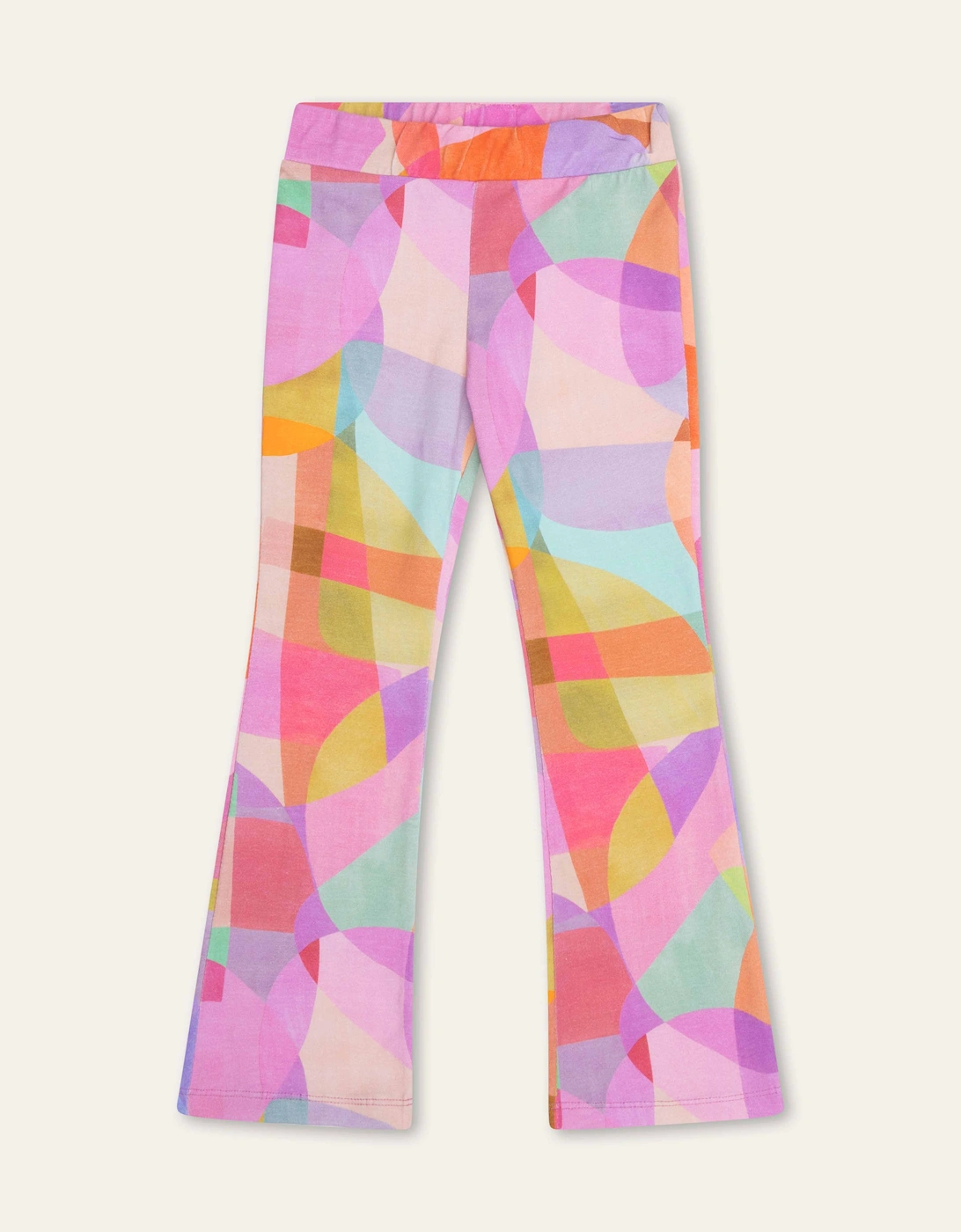 Girls Pink Multi Abstract Flared Jersey Leggings