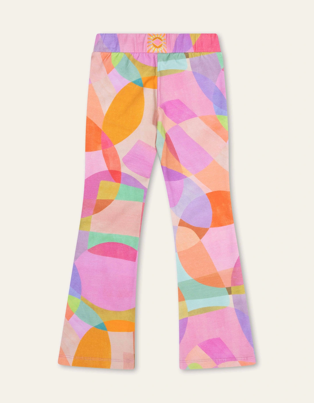 Girls Pink Multi Abstract Flared Jersey Leggings