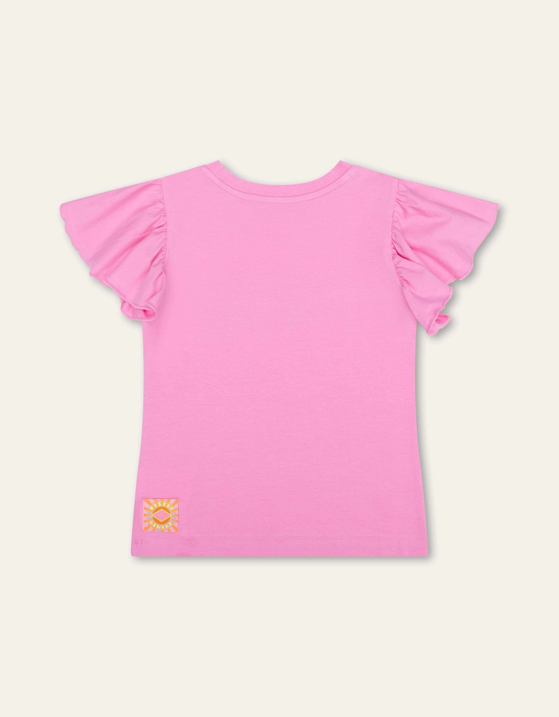 Girls Pink Multi Logo Frill Sleeve T-Shirt