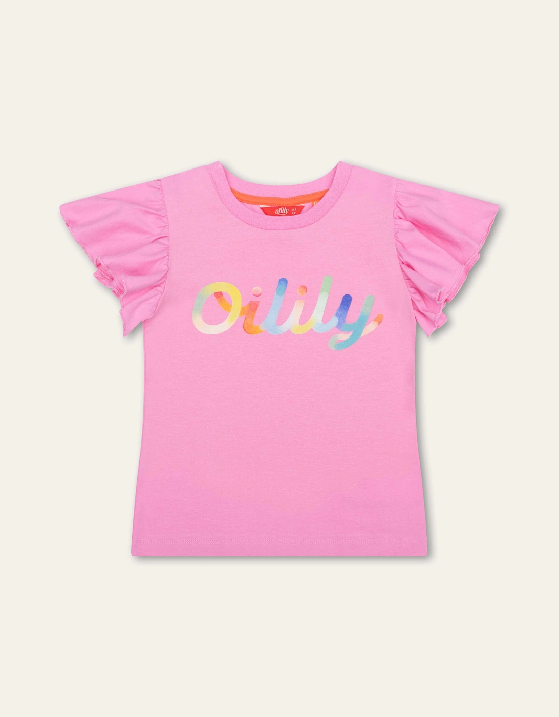 Girls Pink Multi Logo Frill Sleeve T-Shirt, 6 of 5