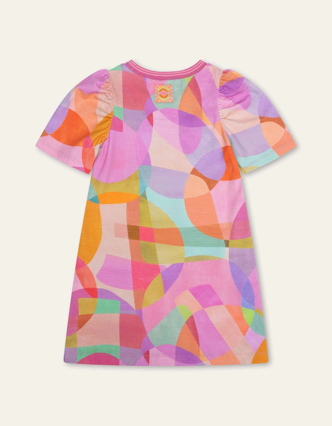 Girls Pink Multi Abstract Sweatshirt Dress