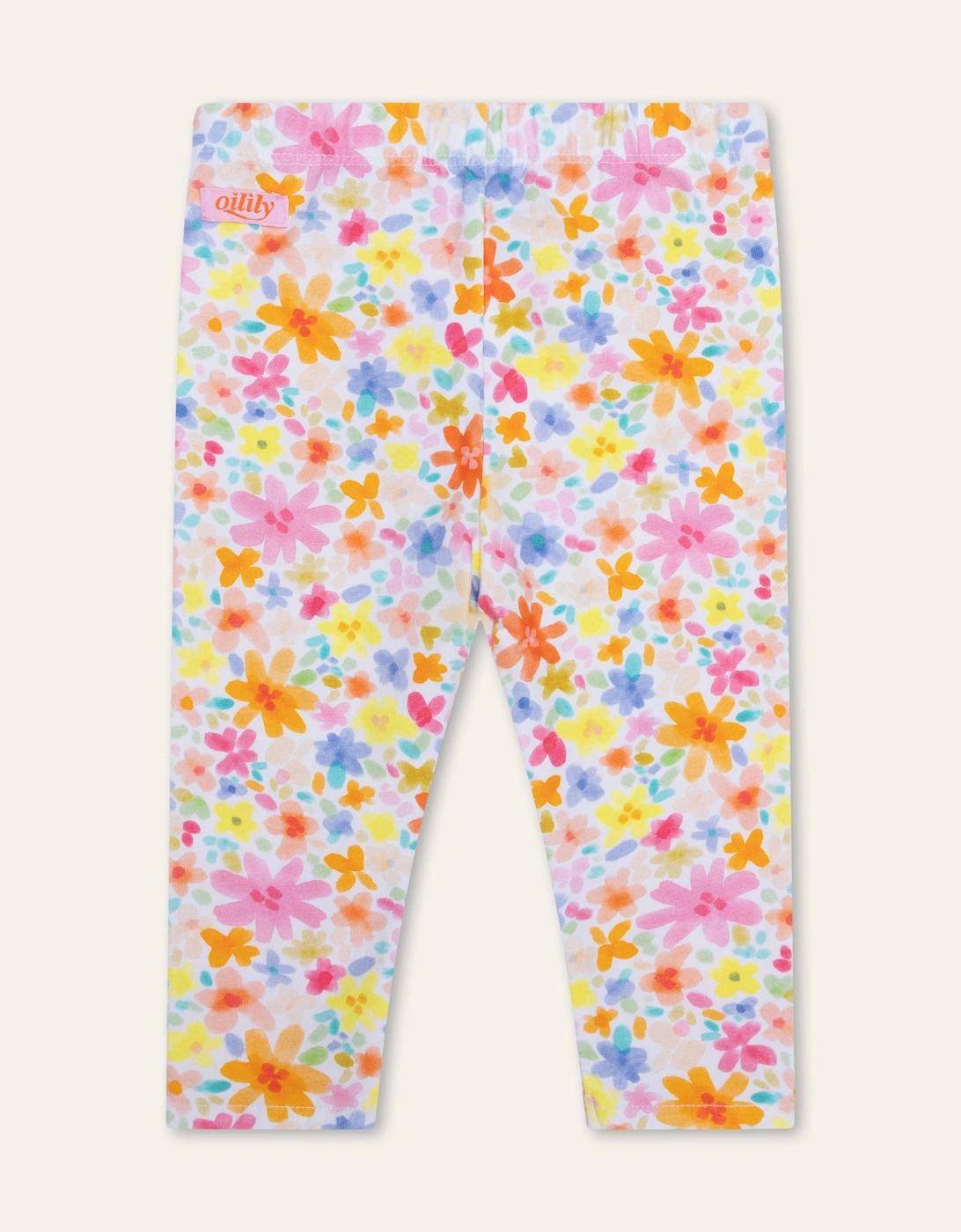 Girls White Multi Flower Print Leggings