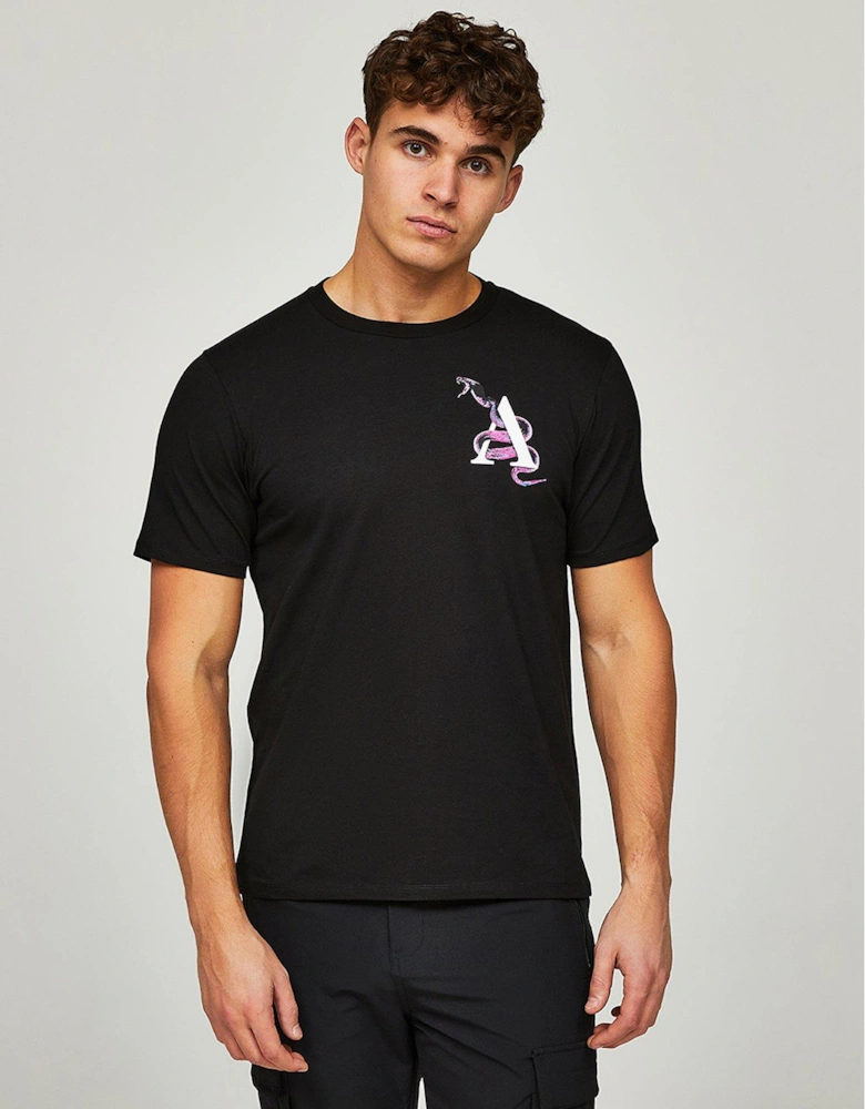 Snake Back Print T-Shirt - Black