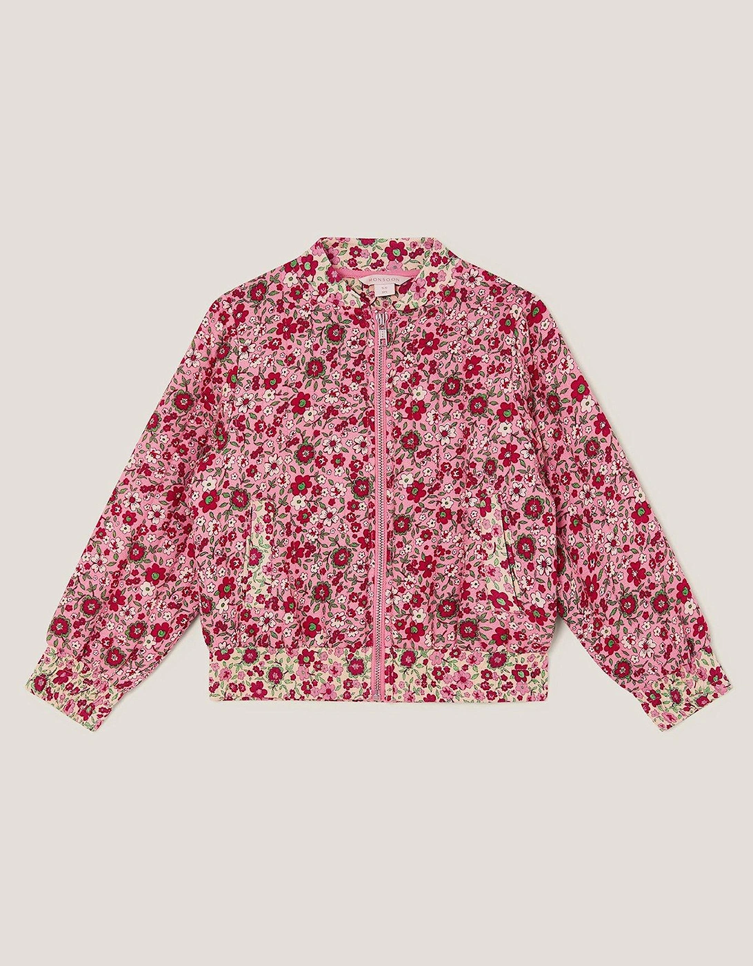 Girls Wallpaper Flower Bomber Jacket - Pink, 2 of 1