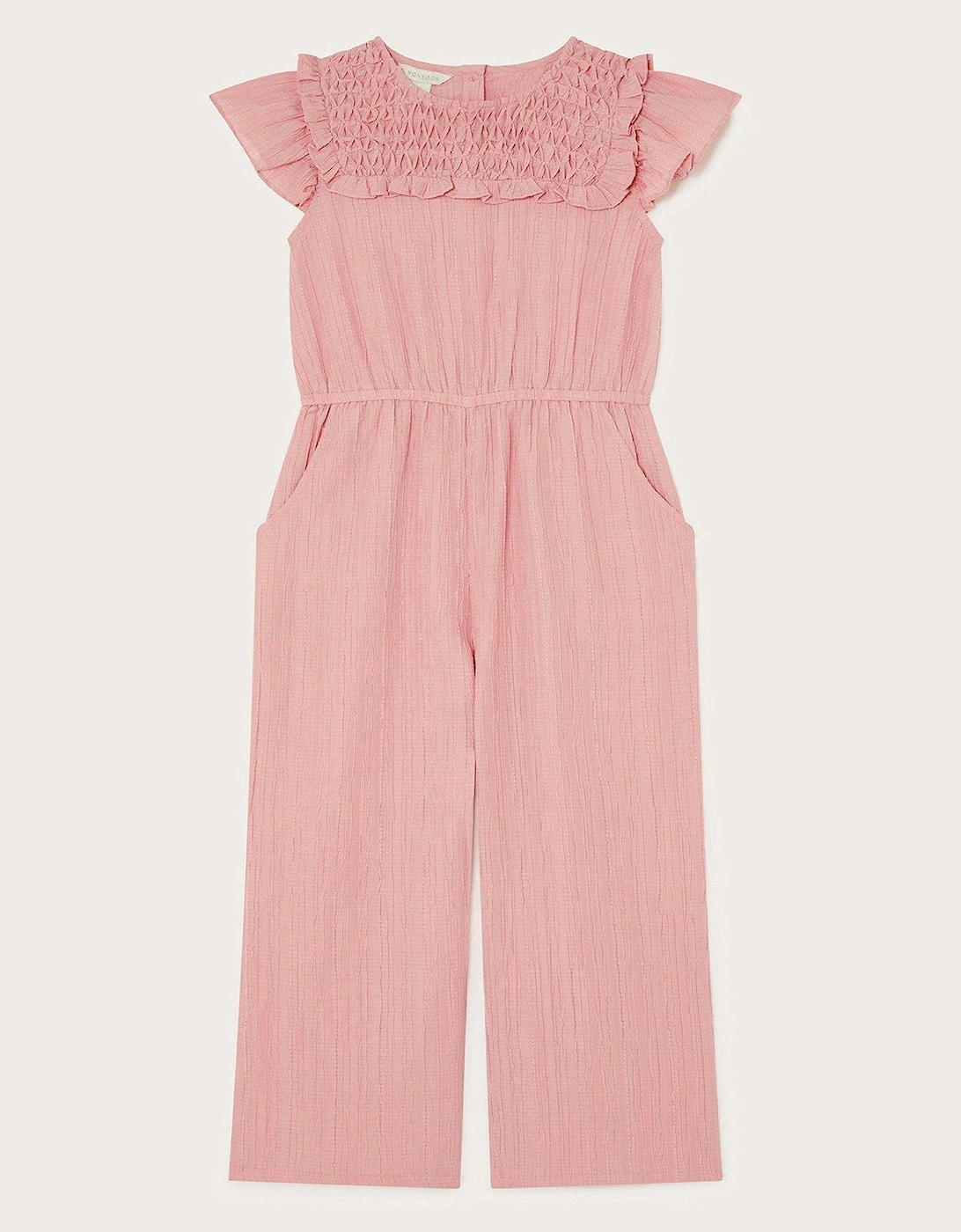 Girls Smock Textured Jumpsuit - Pink, 2 of 1