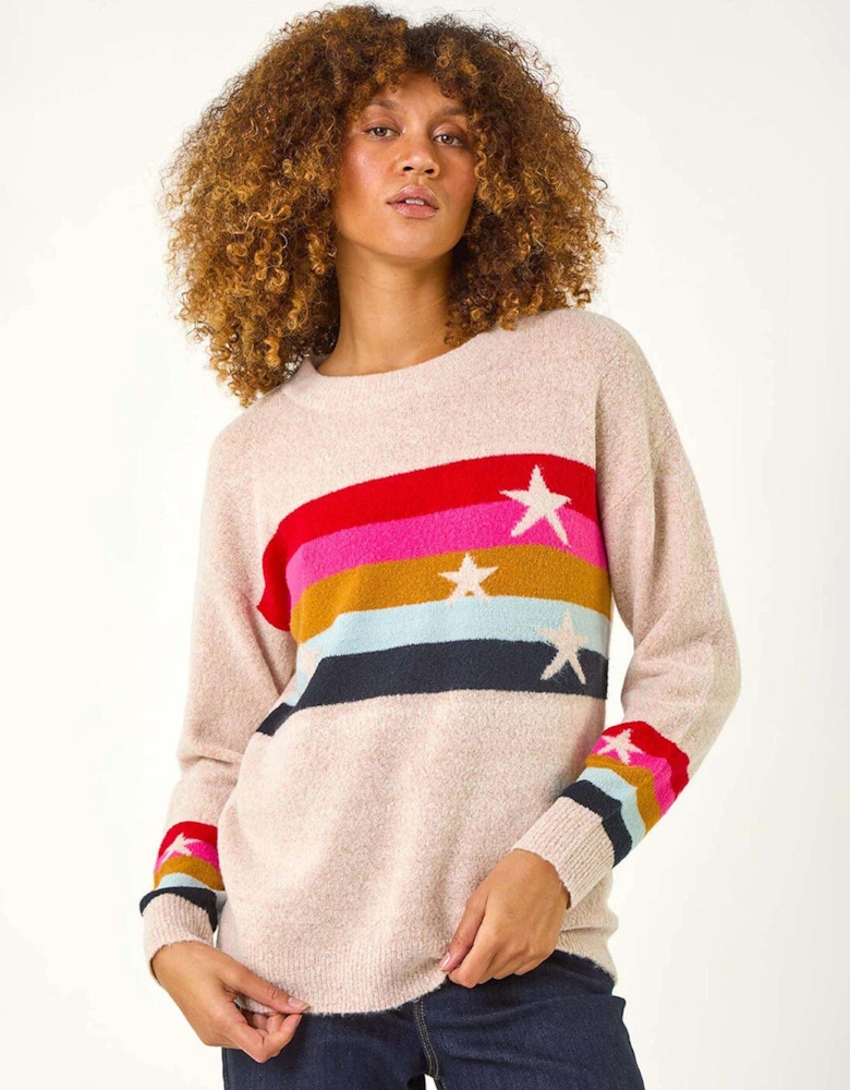 Star & Stripe Knitted Jumper - Multi