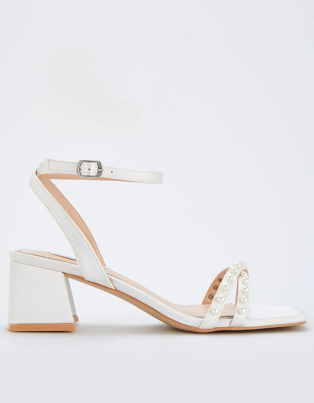 Be Mine Wide Fit Shellie Heeled Sandals - Ivory Satin, 2 of 1