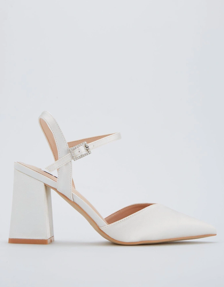 Be Mine Wide Fit Frankie Heeled Shoes - Ivory Satin