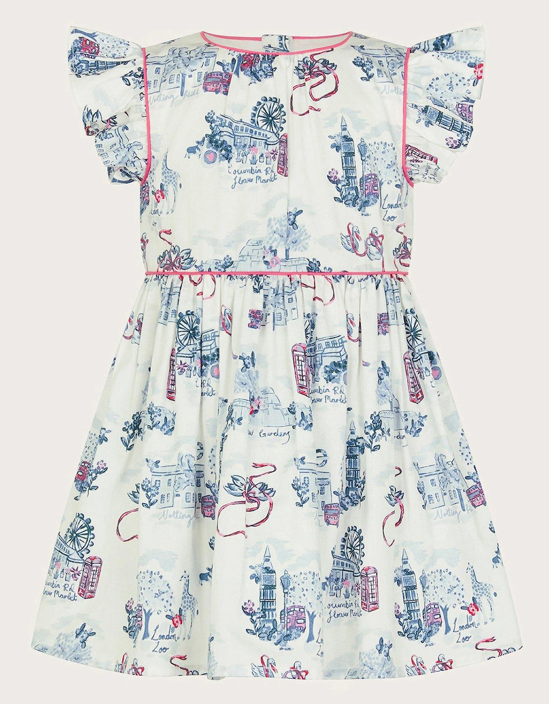 Baby Girls London Print Frilly Cotton Dress - Light Cream, 2 of 1