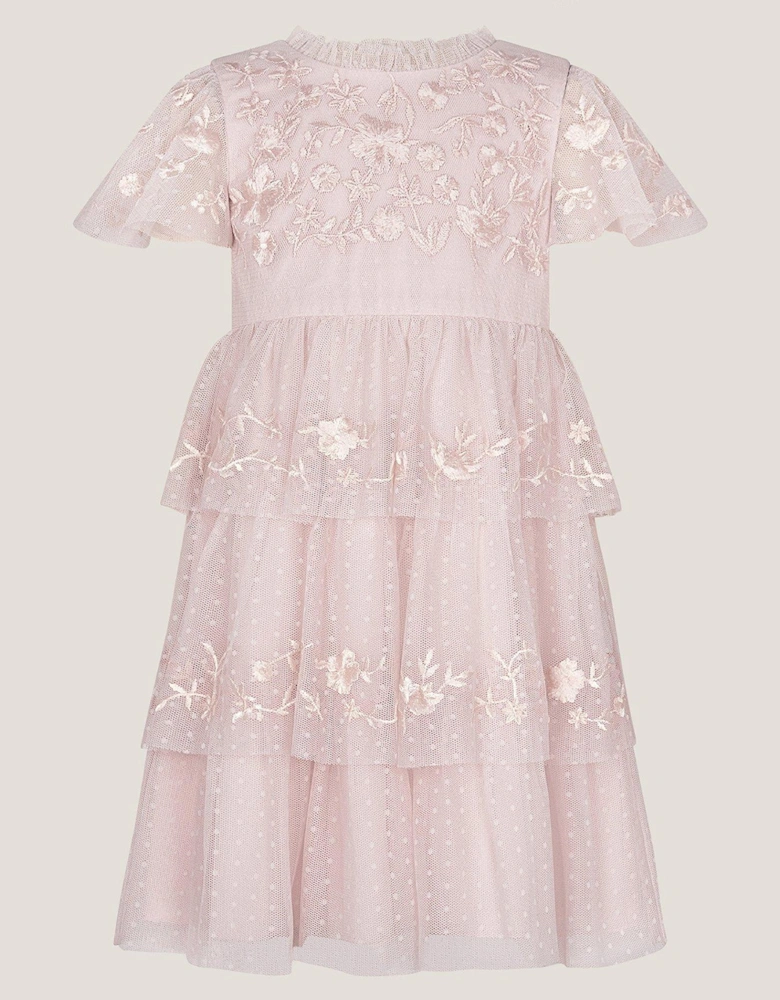 Girls Sophie Embroidered Dobby Dress - Light Pink