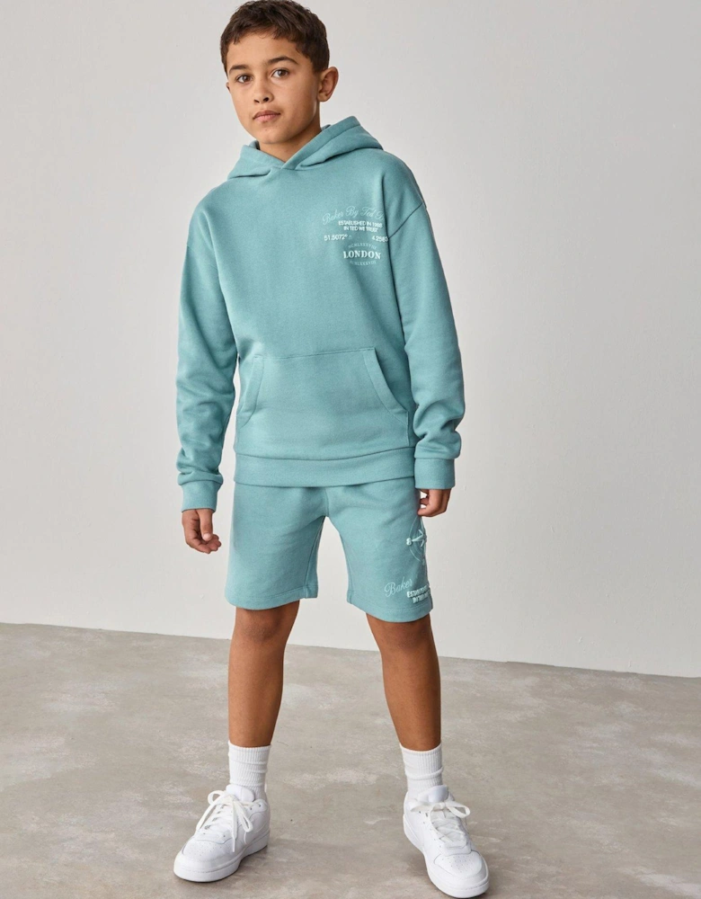 Boys Hoodie And Shorts Set - Blue