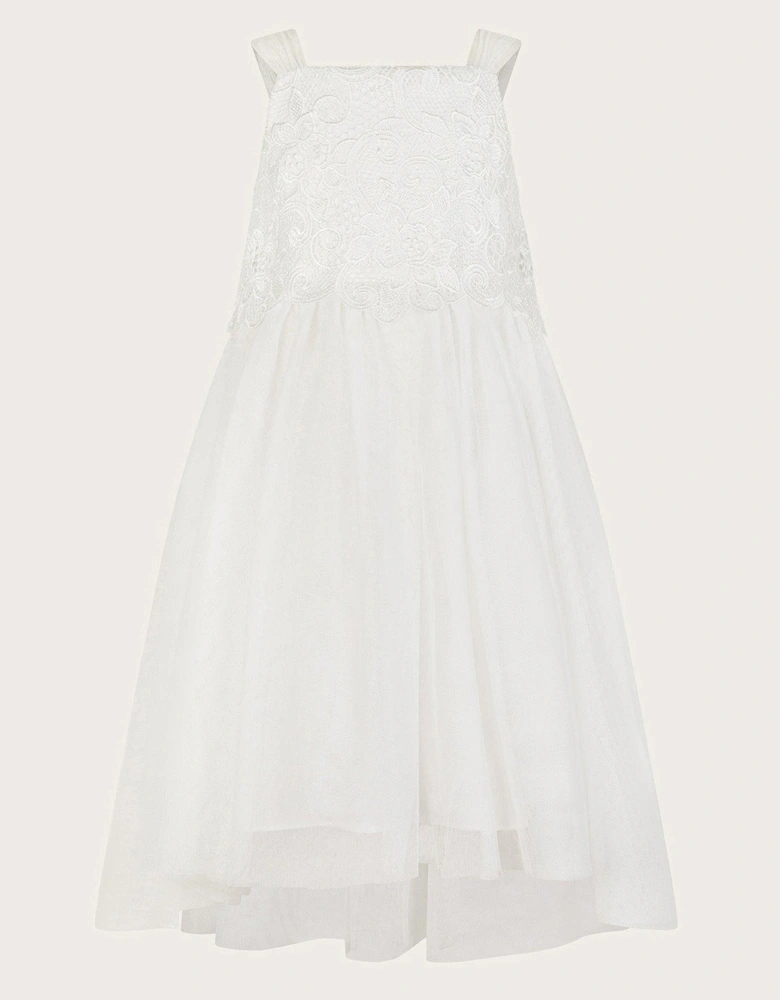 Girls Anna Strappy Lace High-low Dress - Light Cream