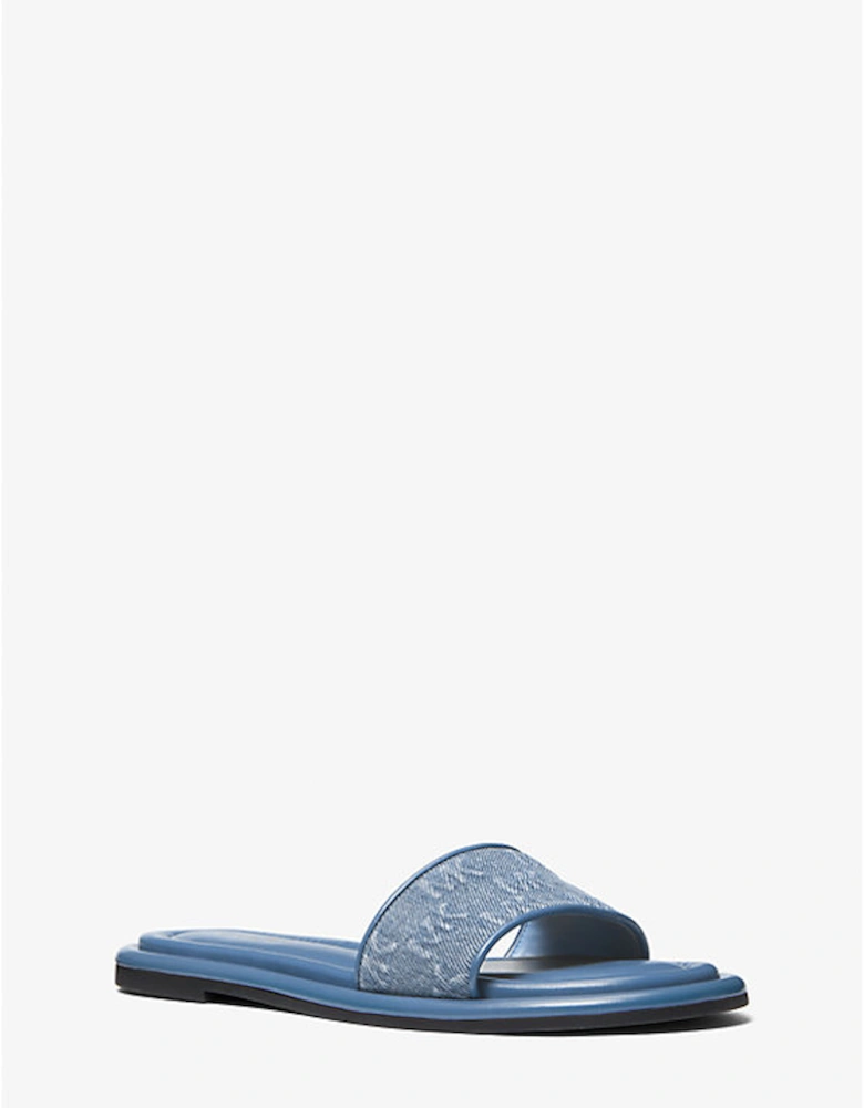 Dana Logo Embossed Denim Slide Sandal