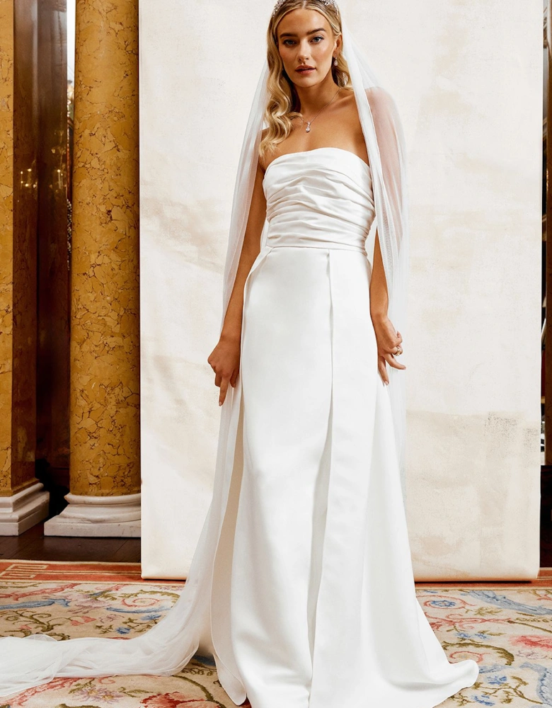 Bandeau Structured Column Wedding Dress with Overskirt