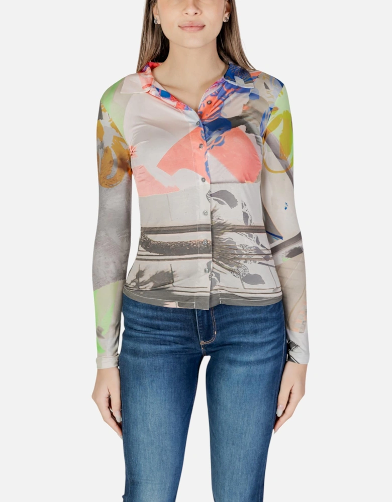 Printed Long Sleeve Button-Up Shirt Women - Pink