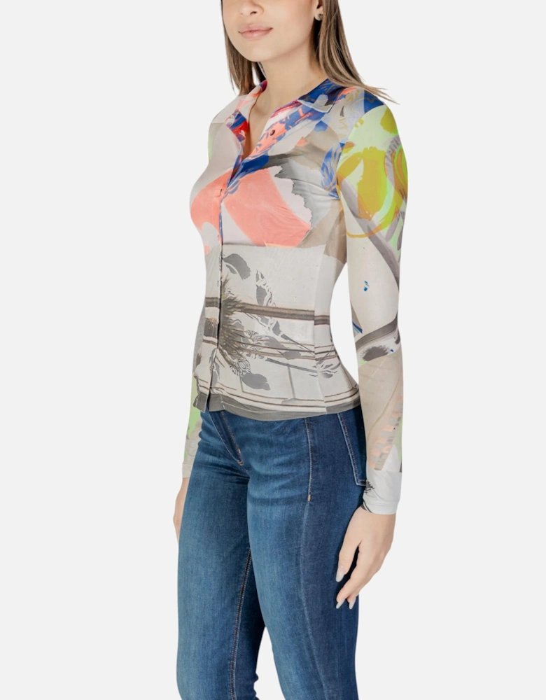 Printed Long Sleeve Button-Up Shirt Women - Pink