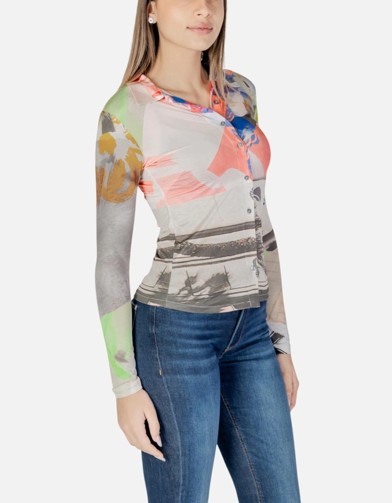Printed Long Sleeve Button-Up Shirt Women - Pink