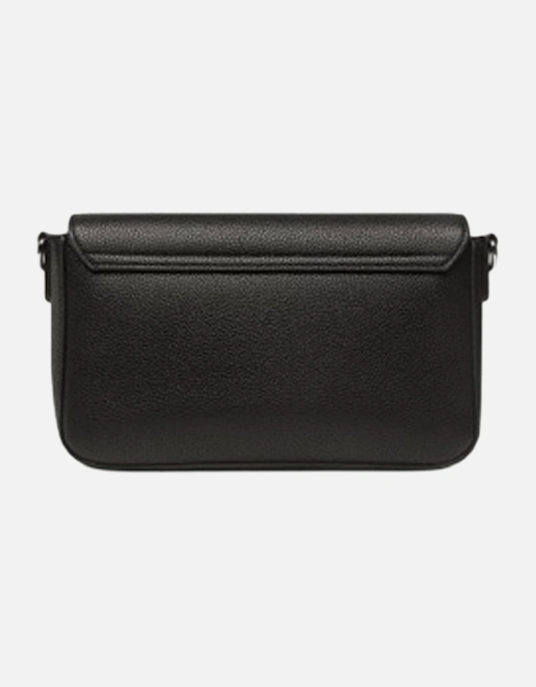 Plain Faux Leather Shoulder Bag with Clip Fastening Women - Black