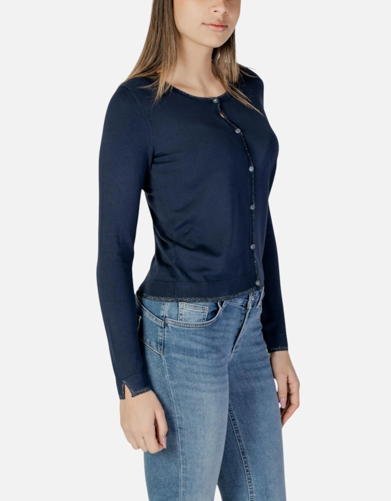 Round Neck Buttoned Cardigan Women - Blue