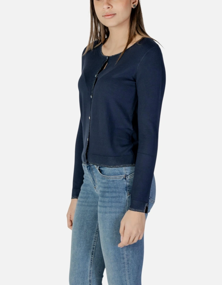 Round Neck Buttoned Cardigan Women - Blue