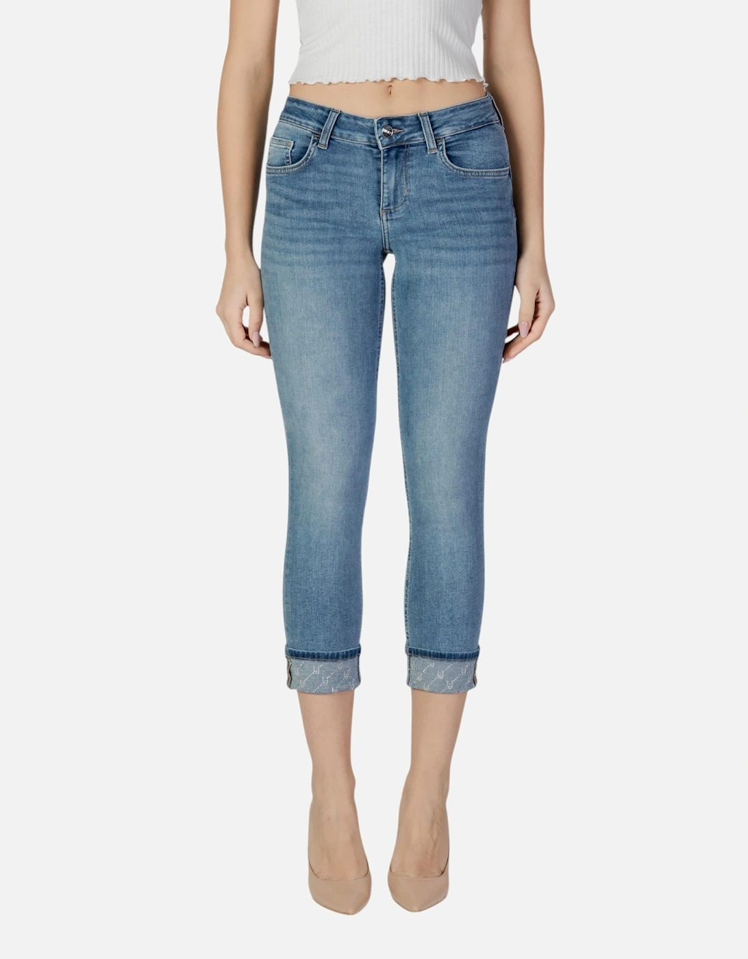 Zip and Button Fastening Denim Jeans Women - Blue, 4 of 3