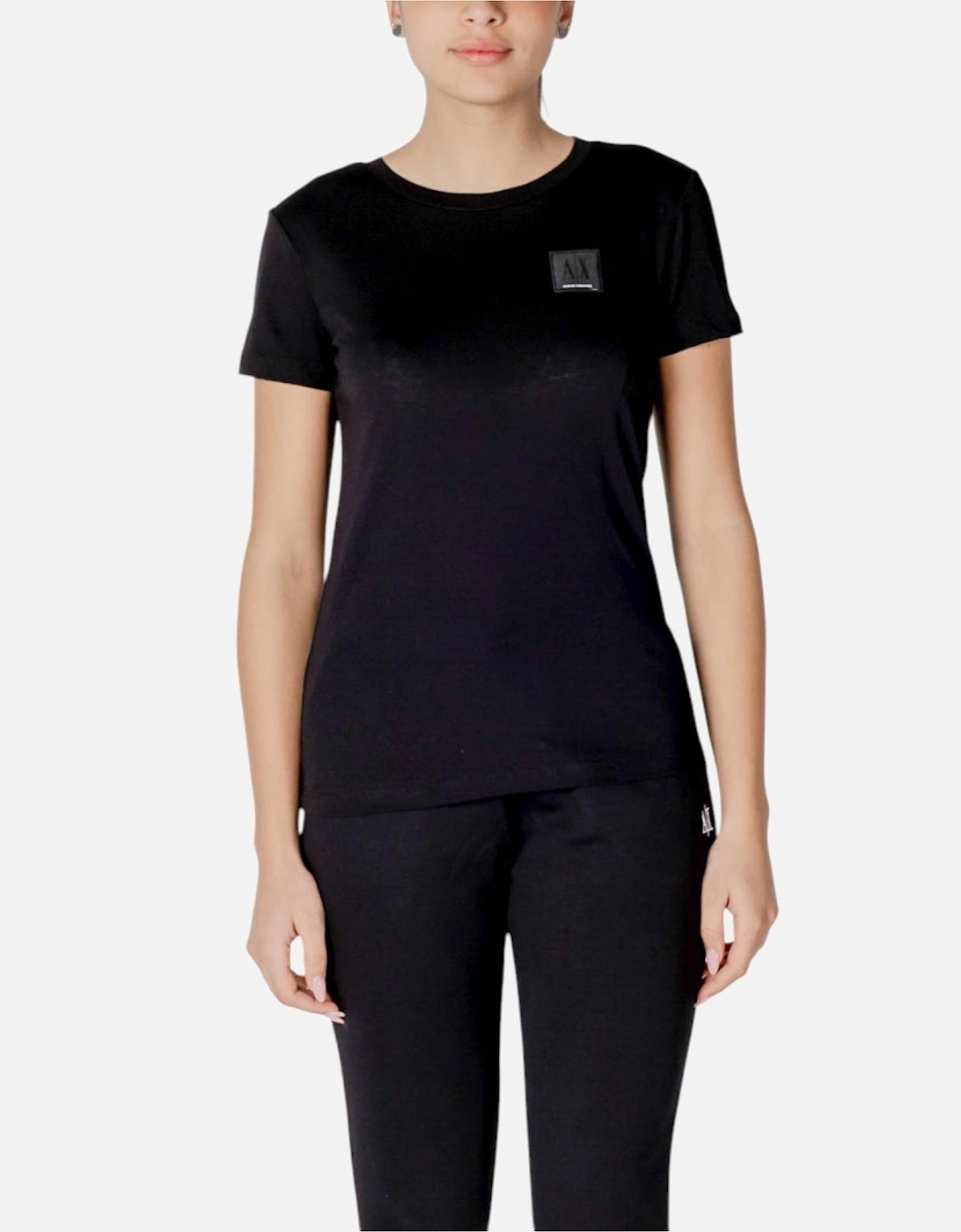 Round Neck Short Sleeve Cotton T-Shirt Women - Black Shirts, 4 of 3
