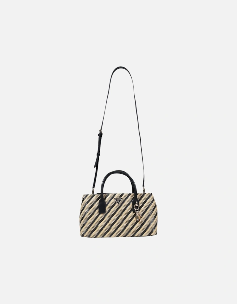 Striped Handbag with Shoulder Strap Women - Black Bags