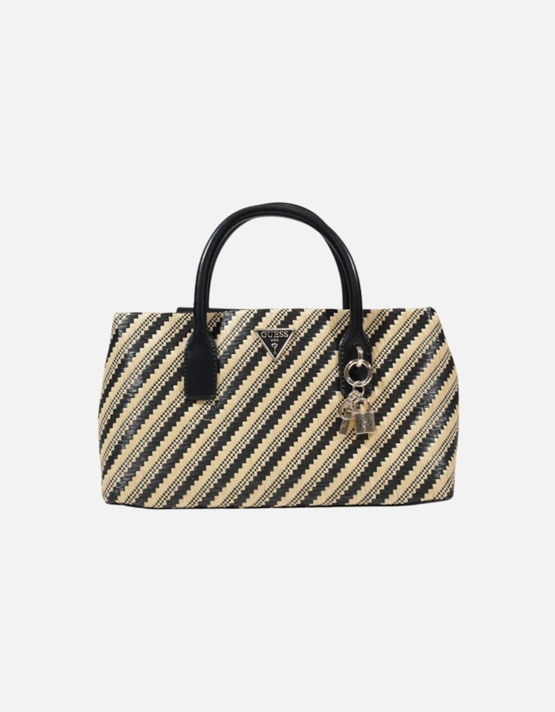 Striped Handbag with Shoulder Strap Women - Black Bags