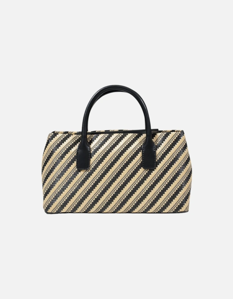 Striped Handbag with Shoulder Strap Women - Black Bags