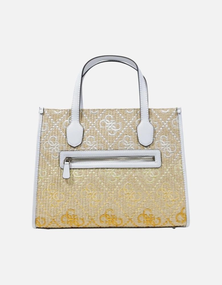 Printed Handbag with Shoulder Strap and Zip Fastening Women - White