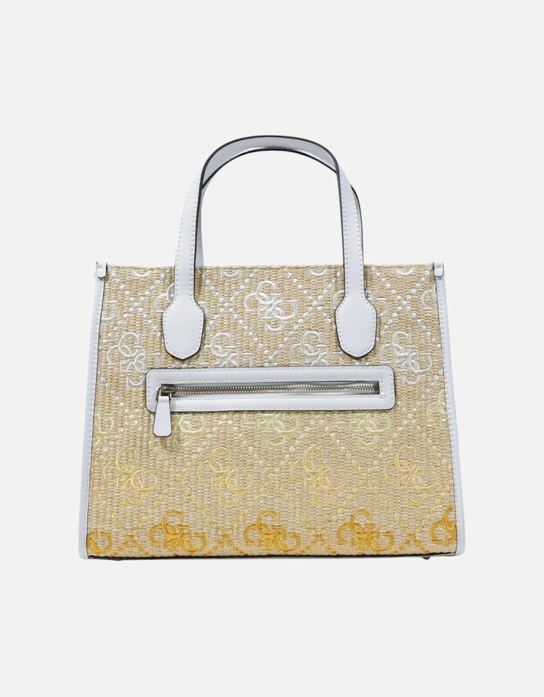 Printed Handbag with Shoulder Strap and Zip Fastening Women - White