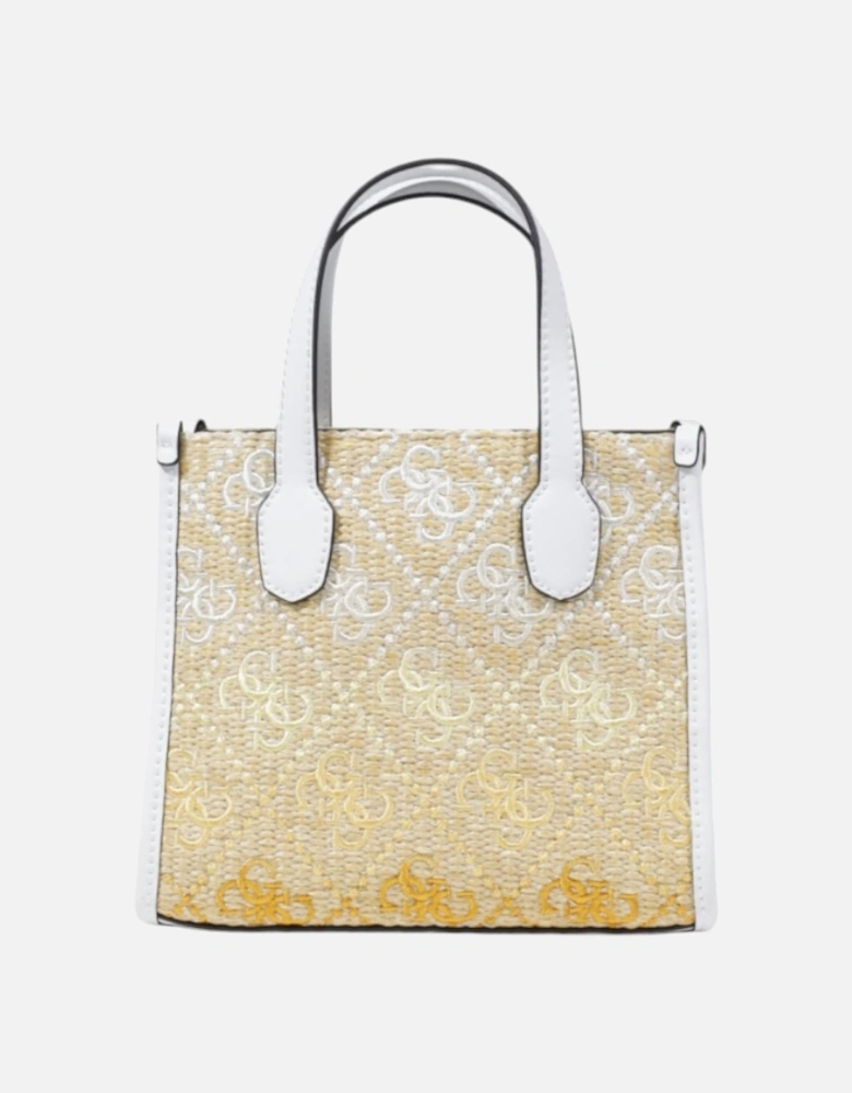 Printed Handbag with Shoulder Strap and Zip Fastening Women - White