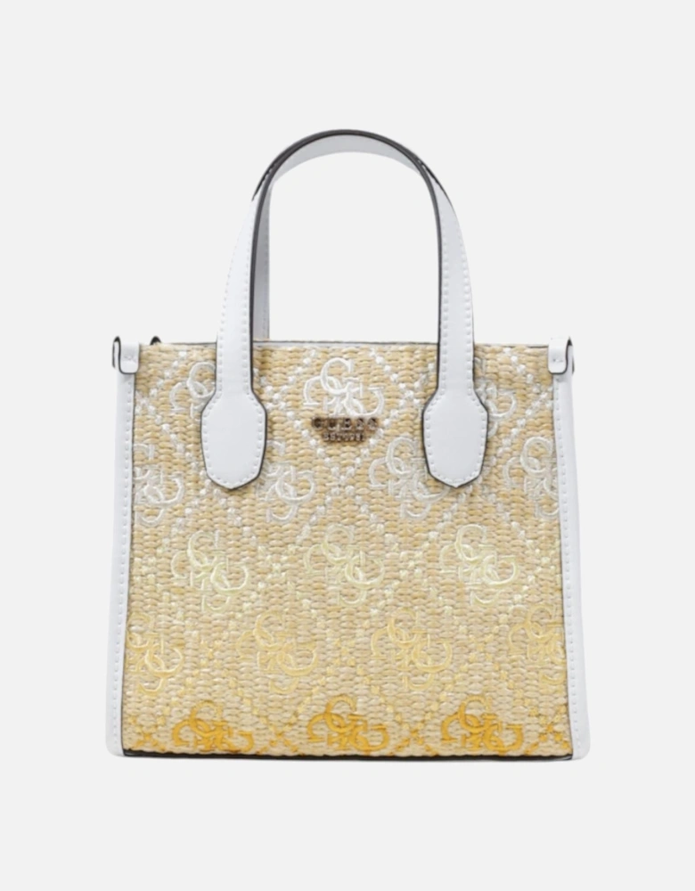 Printed Handbag with Shoulder Strap and Zip Fastening Women - White