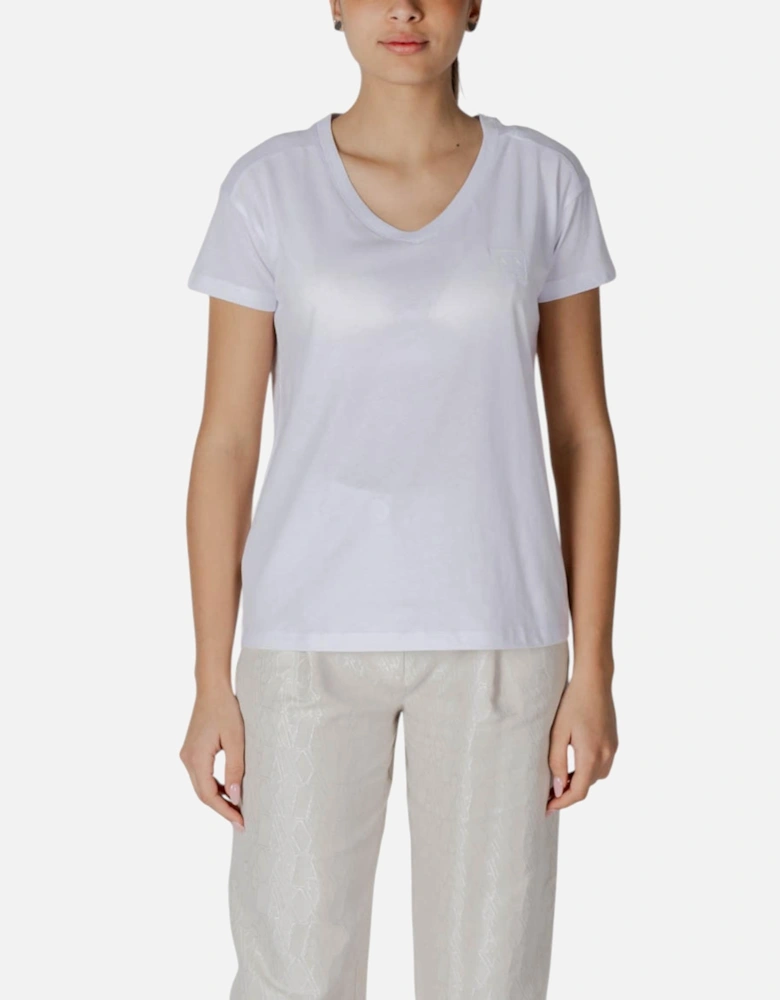 V-Neck Short Sleeve Cotton T-Shirt Women - White Shirts
