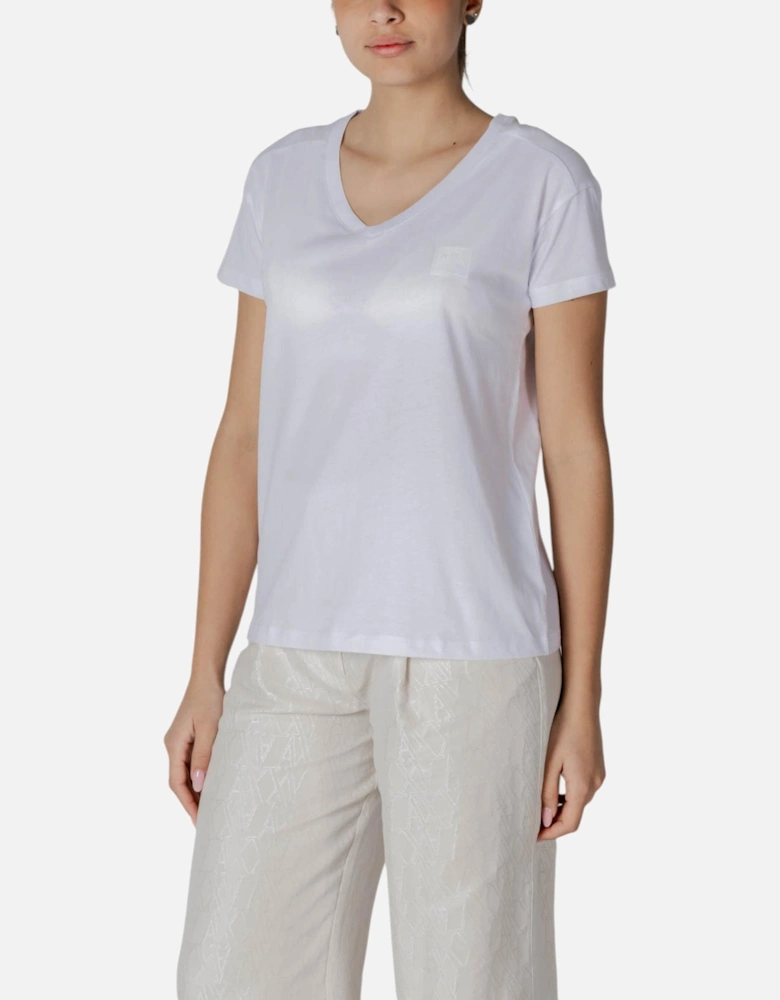 V-Neck Short Sleeve Cotton T-Shirt Women - White Shirts