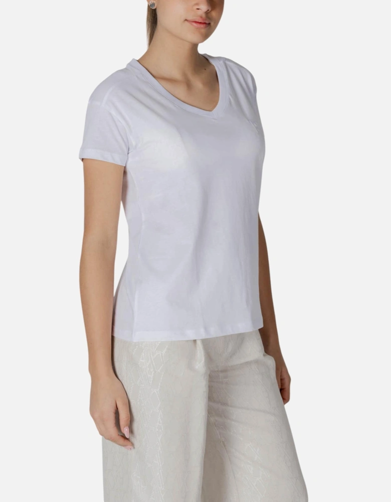 V-Neck Short Sleeve Cotton T-Shirt Women - White Shirts
