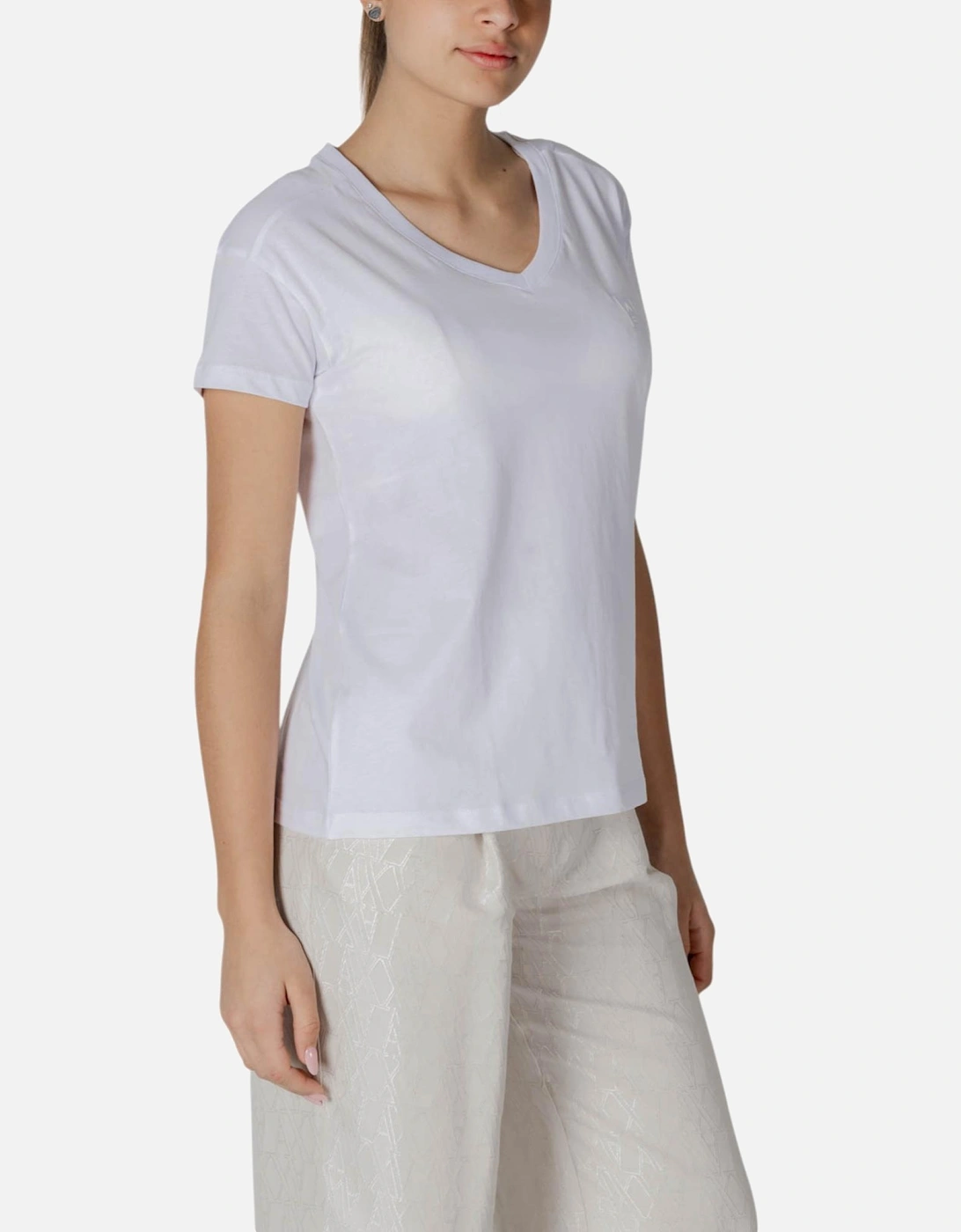 V-Neck Short Sleeve Cotton T-Shirt Women - White Shirts