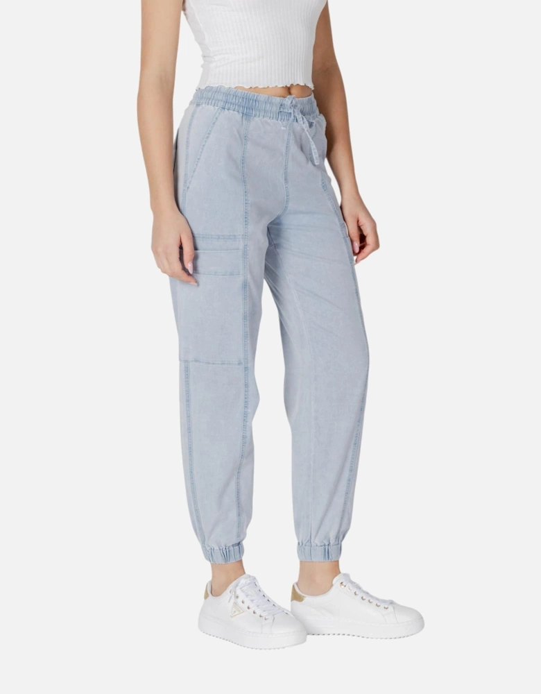 Lace-Up Jeans with Multiple Pockets Women - Light Blue