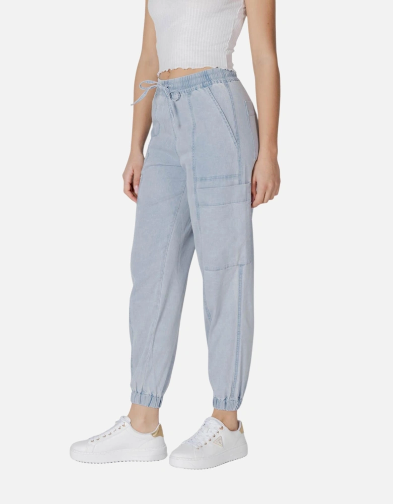 Lace-Up Jeans with Multiple Pockets Women - Light Blue