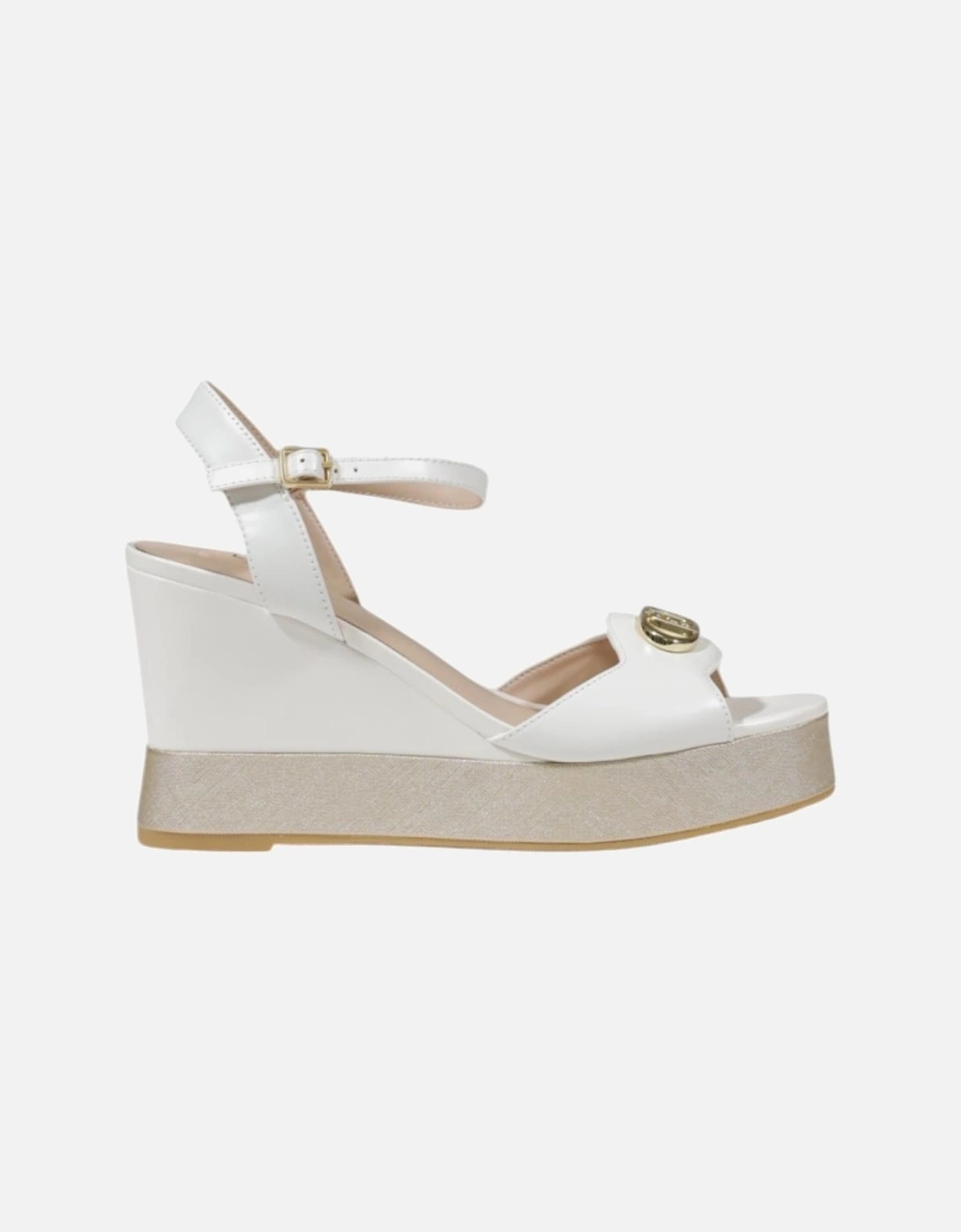 Block Heel Buckle Sandals with Bow Women - White, 4 of 3