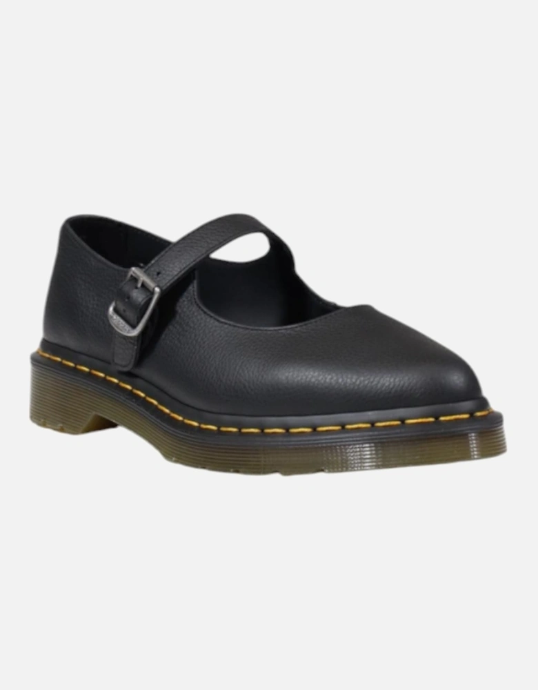 Slip-On Leather Shoes with Buckle Women - Black Slip Ons