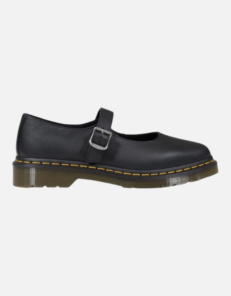 Slip-On Leather Shoes with Buckle Women - Black Slip Ons