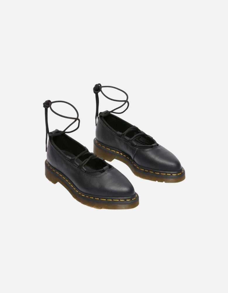 Slip-On Leather Shoes with Rubber Sole Women - Black Slip Ons