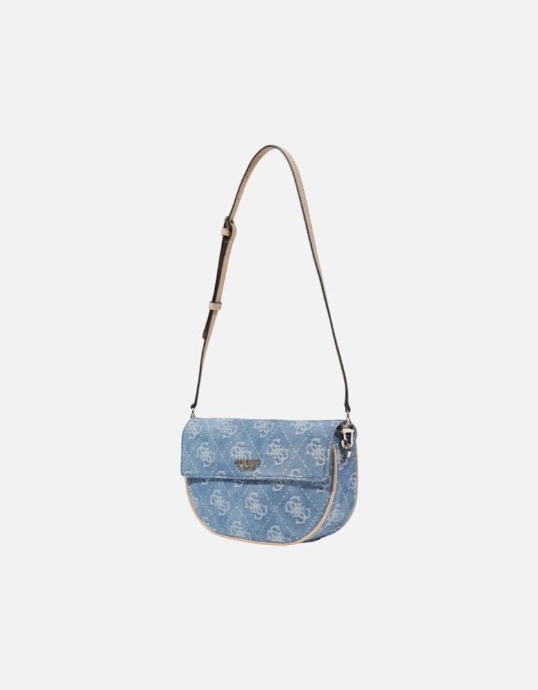 Printed Bag with Automatic Button Fastening Women - Light Blue