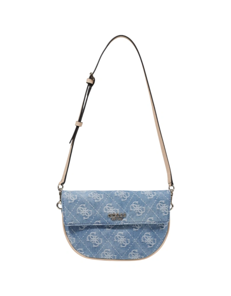 Printed Bag with Automatic Button Fastening Women - Light Blue