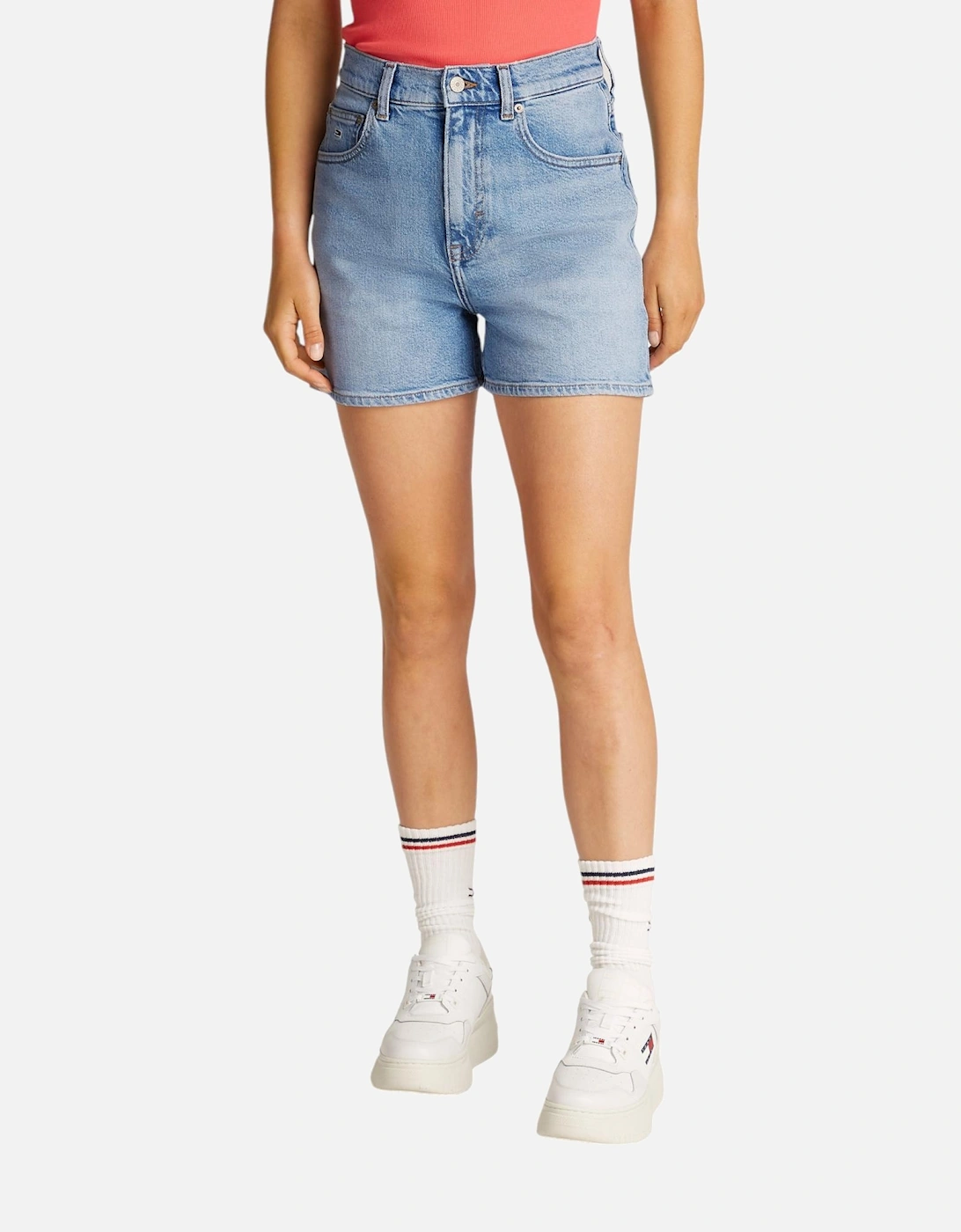 Plain Denim Shorts with Pockets Women - Blue