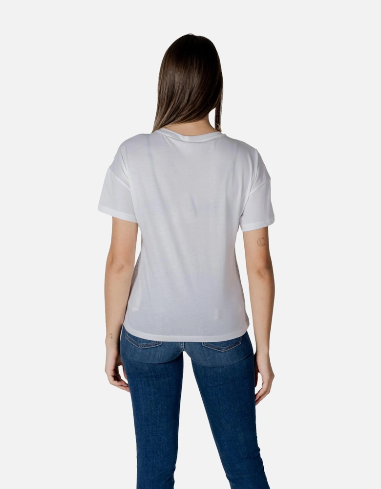 Printed Short Sleeve Round Neck T-Shirt Women - White Shirts